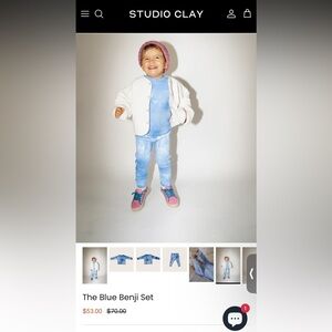 Studio Clay Baby Ribbed Set – Size 6–9M – Blue Tie-Dye